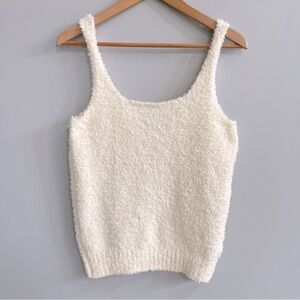 Cozy White Knit Tank Top